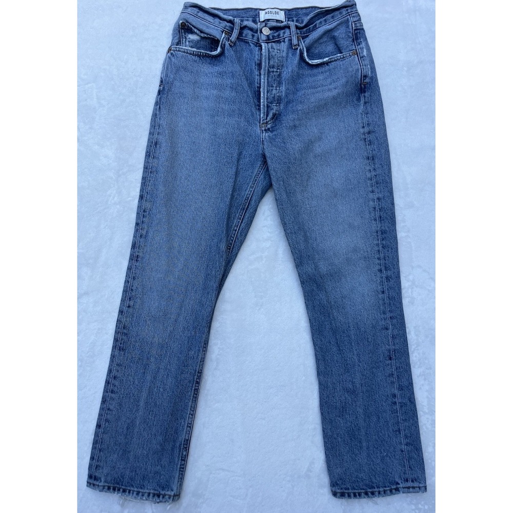 AGOLDE Riley High Rise Straight Button Fly Jeans Size 27  Crop